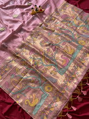 Soft Muga Cotton Swan Paithani Saree