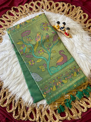 Soft Muga Cotton Swan Paithani Saree