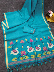 Linen Silk Jamdani Rajhans Saree