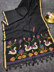 Linen Silk Jamdani Rajhans Saree