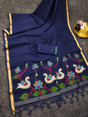 Linen Silk Jamdani Rajhans Saree