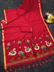 Linen Silk Jamdani Rajhans Saree