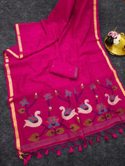 Linen Silk Jamdani Rajhans Saree