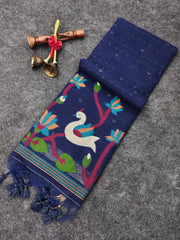 Linen Silk Jamdani Rajhans Saree