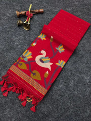 Linen Silk Jamdani Rajhans Saree