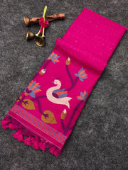 Linen Silk Jamdani Rajhans Saree