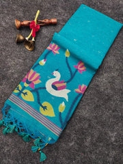 Linen Silk Jamdani Rajhans Saree