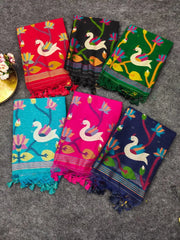 Linen Silk Jamdani Rajhans Saree