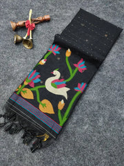 Linen Silk Jamdani Rajhans Saree