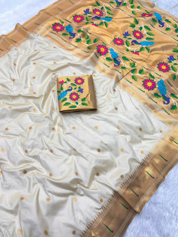 Soft Parrot Paithani Silk Saree