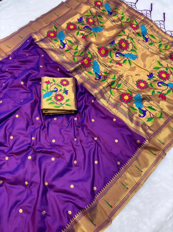 Soft Parrot Paithani Silk Saree
