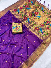 Soft Parrot Paithani Silk Saree