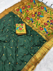 Soft Parrot Paithani Silk Saree