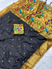 Soft Parrot Paithani Silk Saree