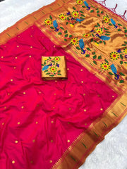 Soft Parrot Paithani Silk Saree