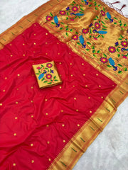 Soft Parrot Paithani Silk Saree