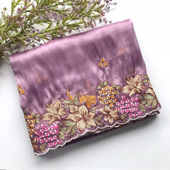 Tissue Silk Floral & Knot Embroidery Saree