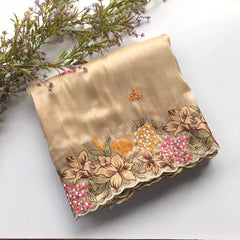 Tissue Silk Floral & Knot Embroidery Saree