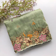 Tissue Silk Floral & Knot Embroidery Saree