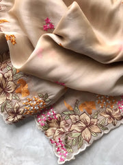 Tissue Silk Floral & Knot Embroidery Saree