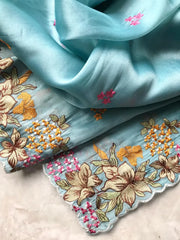 Tissue Silk Floral & Knot Embroidery Saree