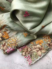 Tissue Silk Floral & Knot Embroidery Saree