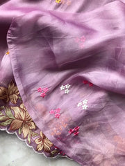 Tissue Silk Floral & Knot Embroidery Saree