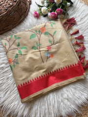 Peacock Jaal Soft Muga Cotton Saree