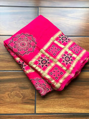 Pure Modal Silk Hand Block Ajrakh Saree