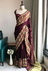 Pure Modal Silk Hand Block Ajrakh Saree