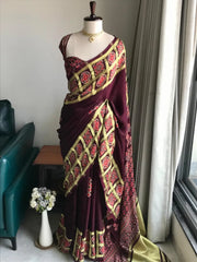 Pure Modal Silk Hand Block Ajrakh Saree