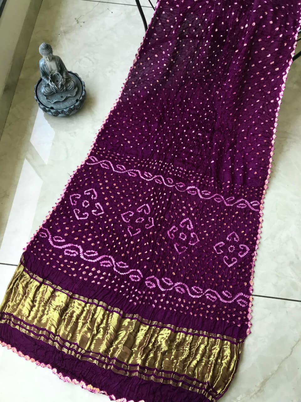 Pure Modal Silk Hand Bandhej Bandhani Saree