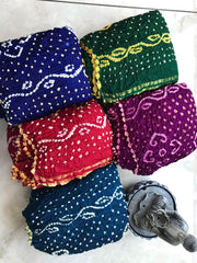 Pure Modal Silk Hand Bandhej Bandhani Saree