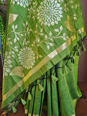 Soft Khadi Raw Silk Floral Pallu Saree