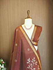 Soft Khadi Raw Silk Floral Pallu Saree