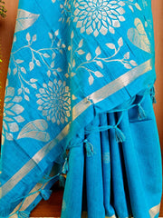 Soft Khadi Raw Silk Floral Pallu Saree