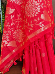 Soft Khadi Raw Silk Floral Pallu Saree