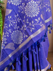 Soft Khadi Raw Silk Floral Pallu Saree