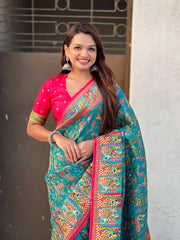 Pure Viscose Silk Pashmina Thread Work Saree