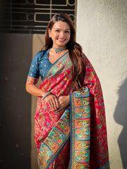 Pure Viscose Silk Pashmina Thread Work Saree