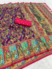 Pure Viscose Silk Pashmina Thread Work Saree