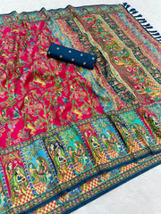 Pure Viscose Silk Pashmina Thread Work Saree
