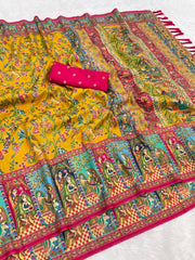 Pure Viscose Silk Pashmina Thread Work Saree
