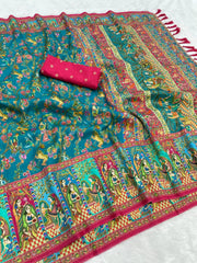 Pure Viscose Silk Pashmina Thread Work Saree