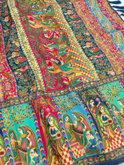 Pure Viscose Silk Pashmina Thread Work Saree