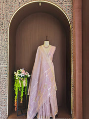 Tissue Linen Silk Embroidery Bits Work Designer Saree