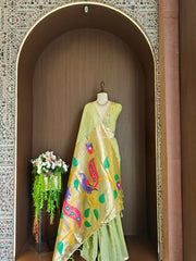 Soft Muga Cotton Morni Weaving Saree