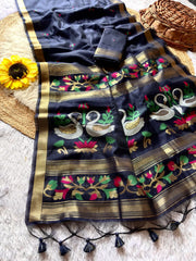 Soft Muga Cotton Rajhans Pallu Saree