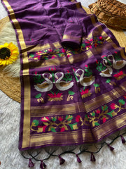 Soft Muga Cotton Rajhans Pallu Saree