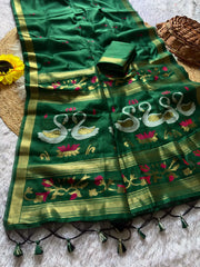 Soft Muga Cotton Rajhans Pallu Saree
